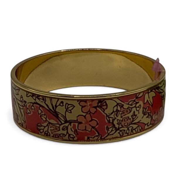 Lilly Pulitzer Gold-tone and Pink Floral Enamel Bangle Bracelet - Picture 2 of 5